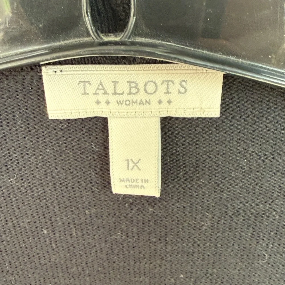 Talbots NWOT Black Scallop-Edge Open Cardigan 1X - Picture 3 of 8